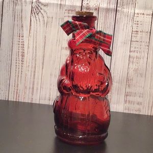 Vintage Red Santa Claus Spain glass candy holder bottle